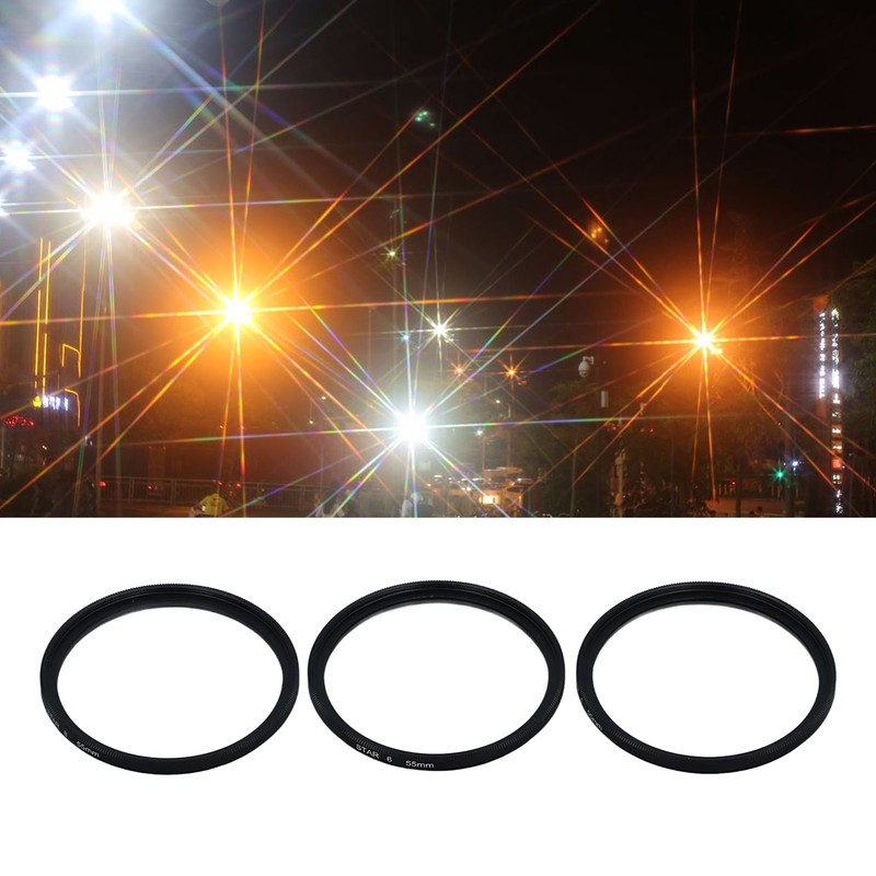 3PCS 55mm Star Filter 4 Points 6 Points 8 Points