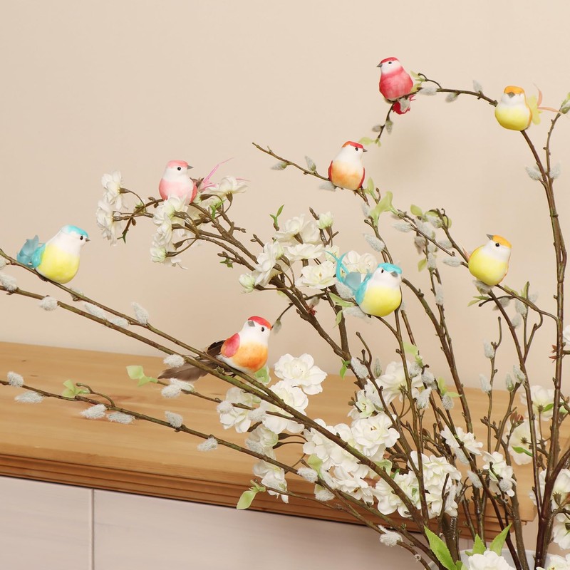 com-four® 24 x Decorative Birds, Artificial Birds in 5 Colourful