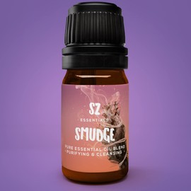 Sz Essentials - Smudge 100% Pure Essential Oil Blend - Flameless Smudging for Essential Oils Diffuser - Fresh & Herbal Scent with Sweet and Smoky Overtones - Therapeutic Grade & Vegan - 0.17oz (5ml)