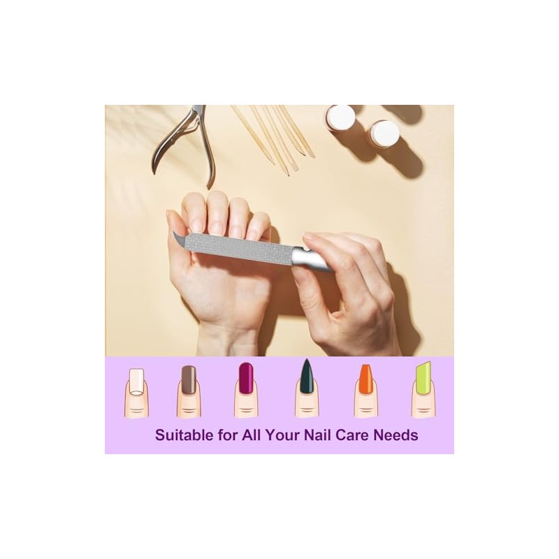 HomeyEra- Lima de uñas de metal para uñas naturales, limas