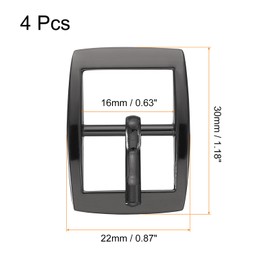 sourcing map Metal Roller Buckle, 4Pcs 0.63 Inch Single Prong Belt Buckle Square Center Bar Buckles for Leather Craft Accessories Belt, Black