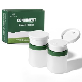 BULGILIA Condiment Squeeze Bottles, 1.3-oz salad dressing container to go, Leak Proof - Great for Sauce, Ketchup, Dressing, Oil - Easy Pour & Clean, BPA-FREE Plastic - 2 PACK