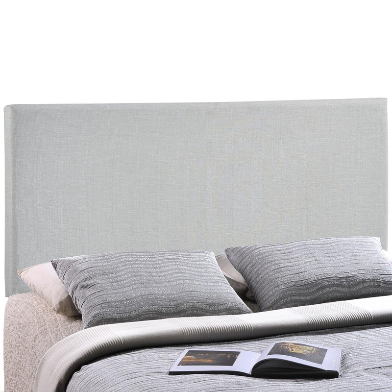 Hawthorne Collections Modern Upholstered King Panel Headboard, Sky Gray Linen