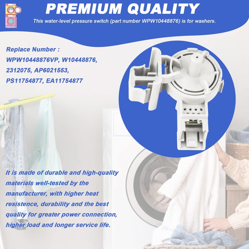 𝟮𝟬𝟮𝟱 𝙐𝙥𝙜𝙧𝙖𝙙𝙚𝙙 WPW10448876 Washer Water-Level Pressure Switch(0EM) by Puxyblue -