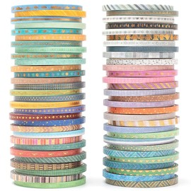 YUBX 60 Rolls Thin Washi Tape Set Masking Tape Gold Foil Decorative Tape Colourful for DIY Crafts, Bullet Journals, Planners, Scrapbooking, Packaging