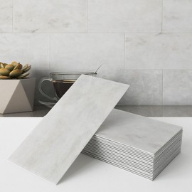 BeNice Matte Bathroom Backsplash Peel and Stick Subway Tile Stickers Waterproof,Stick on Backsplash for Kitchen Wall Individual Tiles 3.85INx7.79IN (Light Gray,23PCS)