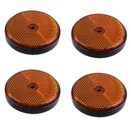 4 x Orange Amber Round Circular Reflectors for Driveway Gate Fence Post Trailers