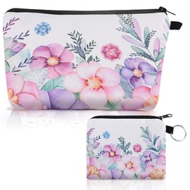 YUXIANLB Cosmetic Pouch and Coin Purse, 2PCS Set with Sloth Pattern Makeup Bag for Women Girls Travel Bag Makeup Brush Organizer Waterproof Purse Suitable for Daily Use, Tourism, Toiletries Storage,