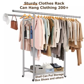 Heavy Duty Stainless Steel Clothes Rack Garment Rack with Wheel 750Lbs Load