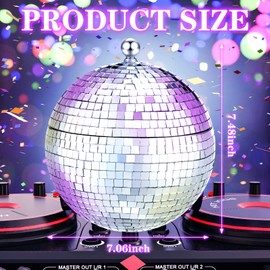 Hoolerry 2L Disco Ball Ice Bucket with Lid Mirror Silver Disco Beverage Tubs Disco Bowl Vase Cup Drink Bucket Ice Barrel Retro Double Insulated Stainless Steel Bucket Large Drink Bar Party Accessories