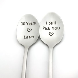 10th Anniversary Spoon Gifts for Couples Him Her Boyfriend Girlfriend 10 Years Later I Still Pick You Spoon 10th Wedding Anniversary Present for Husband Wife 10 Year Marriage Gift
