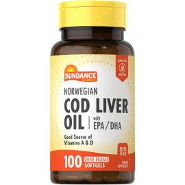 Sundance Norwegian Cod Liver Oil | 100 Softgels | With EPA & DHA | Non-GMO | by Sundance