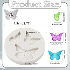 4PCS Butterfly Molds Silicone for Resin/Soap, Mini Butterfly Chocolate Molds for Butterfly Chocolate Molds & Butterflies Candy Mold for Baking, Ice, Sugar