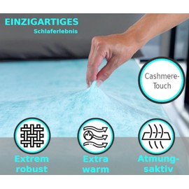 MALIKA® Premium Warm Fitted Sheet, Cashmere Touch Bed Sheet, Jersey Fleece Fitted Sheet, Colour: Light Blue, Size: 140–160 x 200 cm