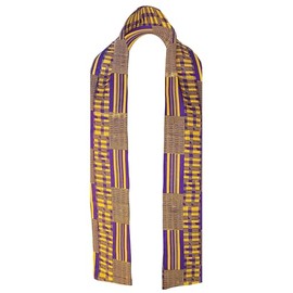 Dupsie's Purple and Gold Kente African Print Stole/Sash -Made with Pride in Africa Perfect for Black History Celebrations, Events, and Cultural Showcases, Choir, Clergy, Church, Schools and more