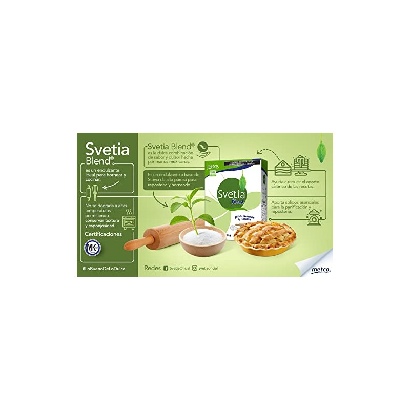 Svetia Blend Endulzante Para Hornear, Stevia, 500 gramos