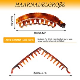 8er-Pack banana clip, Große bananenspange haare, Damen Vintage bananen haarspange für dünnes oder dickes, Mädchen Pferdeschwanz rutschfeste Leopardenhaarnadeln, haarklammer groß für einfaches Styling