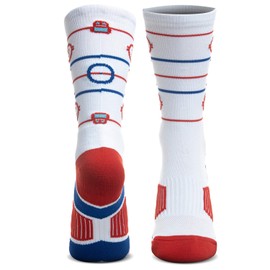 ChalkTalkSPORTS Hockey Performance Crew Socks - Hockey Rink - Mid-Calf Socks - White - Adult