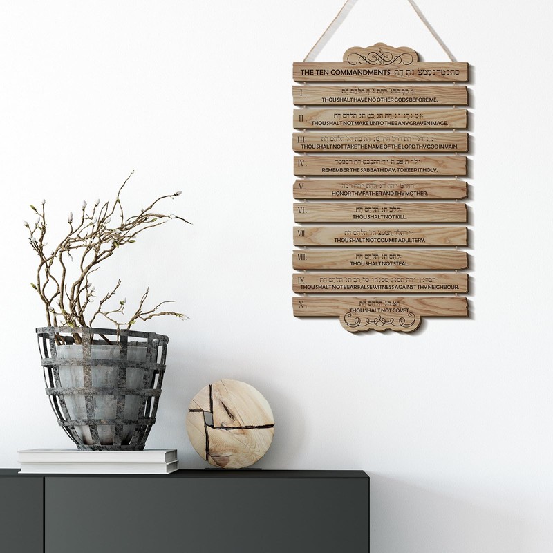 Barydat 10 Commandments Christian Wall Art Wooden Bible Verse Wall