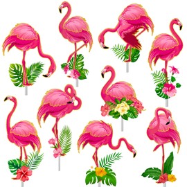 36pcs Glitter Pink Flamingo Cupcake Toppers Decoration Flamingo Themed Birthday Party Supplies Flamingo Party Cupcake Toppers Decorations for Hawaiian Tropical Theme Party Baby Shower Supplies