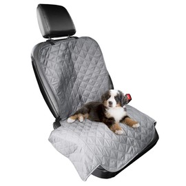 Furhaven Vehicle Accessory for Dogs and Cats - Water-Resistant Universal Quilted Bucket or Single Dog Car Seat Cover Protector, Washable, Gray, Single-Seat