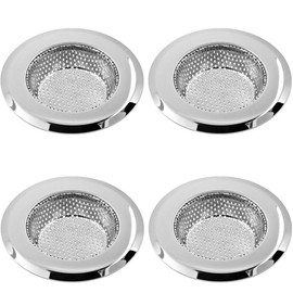Aufondof 4 Pack Kitchen Sink Strainers, Stainless Steel Sink Drain Basket Food Catcher for House Bathroom Kitchen Sinks, Anti-Clogging & Rust-Free & Corrosion-Free