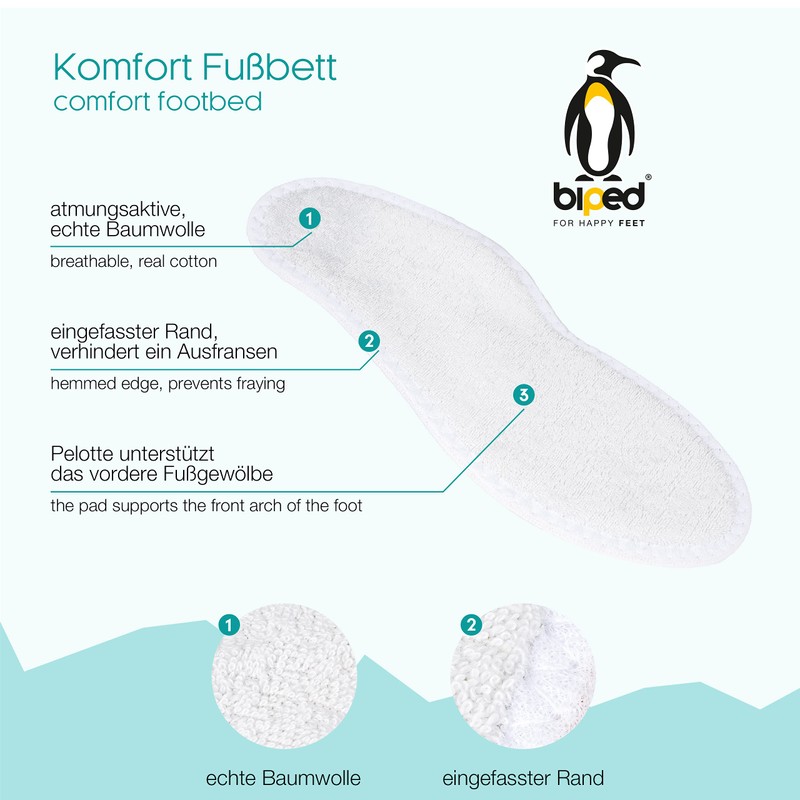 biped Premium Summer Footbed, Anatomically Shaped Barefoot Inlay with Soft