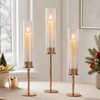 Gold Hurricane Candle Holders for Candlesticks, Set of 3, Tall