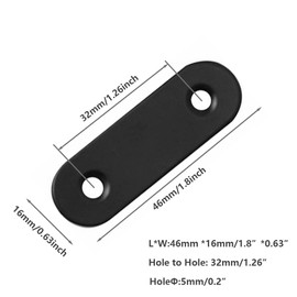 15 Pcs Straight Brace ,46mm Flat Straight Bracket, Wood Brackets for Wood, Board, Bed Frame, Furniture & Shelves (Black,1.8''(46mm))