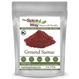 The Spice Way - Pure 100% Ground Sumac Spice, No Salt, no GMO, no Irradiation, Sumac Seasoning Powder 4 oz (resealable bag) (Sumak)(Sumakh spice)