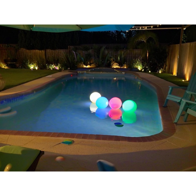 SEMANJLL 4PCS Solar Powered Floating Pool Lights,14" Inflatable LED Glow