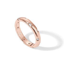 PAVOI 14K Gold Plated Cubic Zirconia Rings for Women | Classic Stackable Ring Band for Women (Rose Gold, 8)