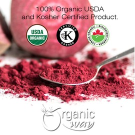 Organic Way Premium Quality Beet Root Powder (Beta vulgaris) - Organic & Kosher Certified | Raw, Vegan, Non GMO & Gluten Free | USDA Certified | Origin - India (1LBS / 16Oz)