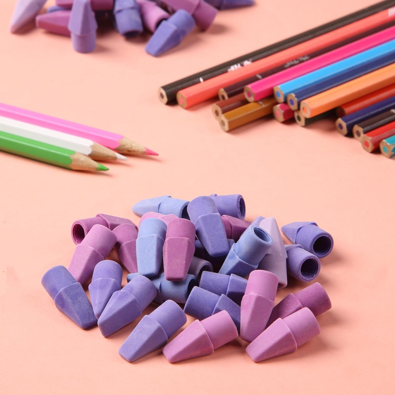 Mr. Pen- Pencil Top Erasers, 120 Pack, 6 Different Purple
