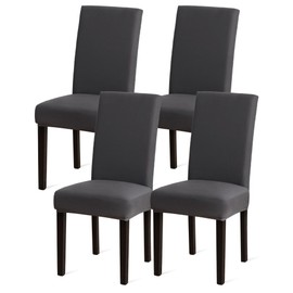 Sufdari Chair Covers,Stretch Dining Chair Covers,Spandex Seat Covers for Dining Room Chairs,Elastic Washable Chair Protectors for Dining Room, Hotel, Restaurant, Banquet, Gray, 4 Pack (4, Dark Grey)