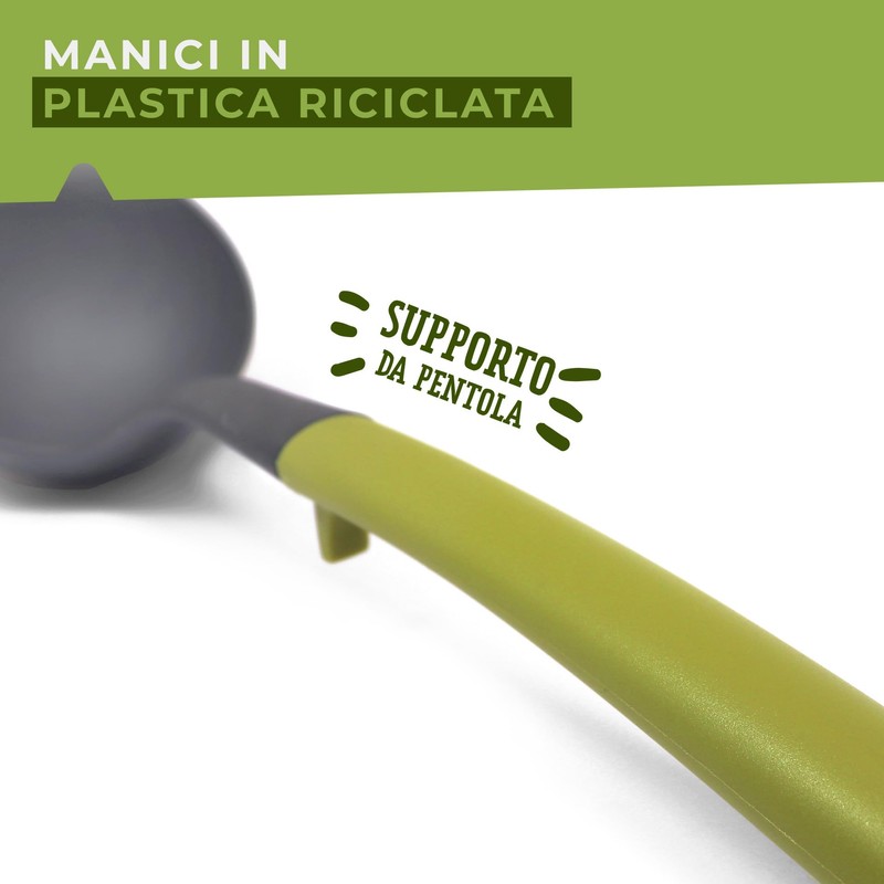 Fackelmann Mestolo da cucina con manico in plastica riciclata, materiale
