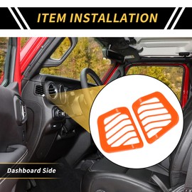 REPAIROCK 1 Set Dashboard Side Air Vent AC Outlet Cover Trim for Jeep Wrangler JL JLU 2018-2024 Dash Air Conditioning Vent Cover Trims ABS Orange