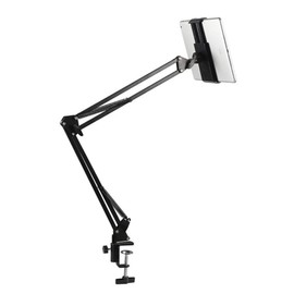OHITEC Heavy Duty Phone/Tablet Metal Holder Universal Mobile Cell Smartphone Mount Lazy Bracket 360° Rotation Gooseneck Clamp Stand Flexible Long Arm (Desktop/Bedside, Short, Black)