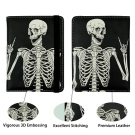 OK Skull Passport Holder for Women and Men PU Leather Passport Cover for Travel