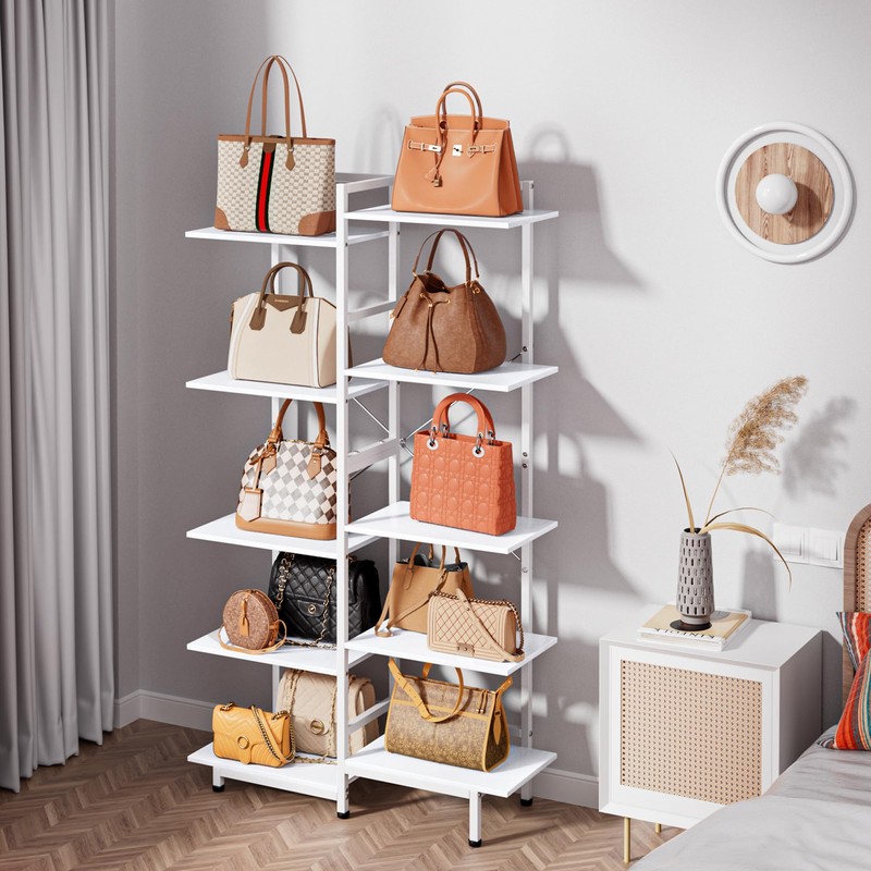 Aquzee Large Purse Rack Stand, 5 Tier Purse Display Shelf,