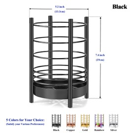 HOMQUEN Black Kitchen Utensil Holder for Kitchen Counter, Stainless Steel Utensil Jugs, Black Titanium Coating Utensil Storage Caddy Organiser, Cooking Utensil Holder (Black/7.4 x 5.2 inches)