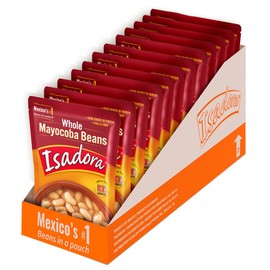 Isadora Mayocoba Beans in Pouch (Pack of 12), Delicious Mayocoba Beans, Microwave Food Premade Meals, Plant Based Protein,16 oz