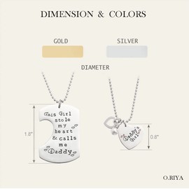 O.RIYA Gifts for Dad Necklace Jewelry, Father Daughter Keychain Jewelry, Daddys Girl Birthday Necklace Set, There's This Girl Who Stole My Heart She Calls Me Daddy (White01)