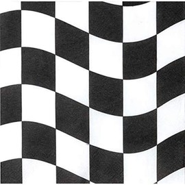 Creative Converting 660944 Lunch Napkins, 18 Count , Black and White Check