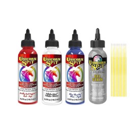 Unicorn SPiT Gel and Glaze Stain in one Bundles - 4 4oz. Bottles with Trebbies Detail Sticks (Americana Collection)