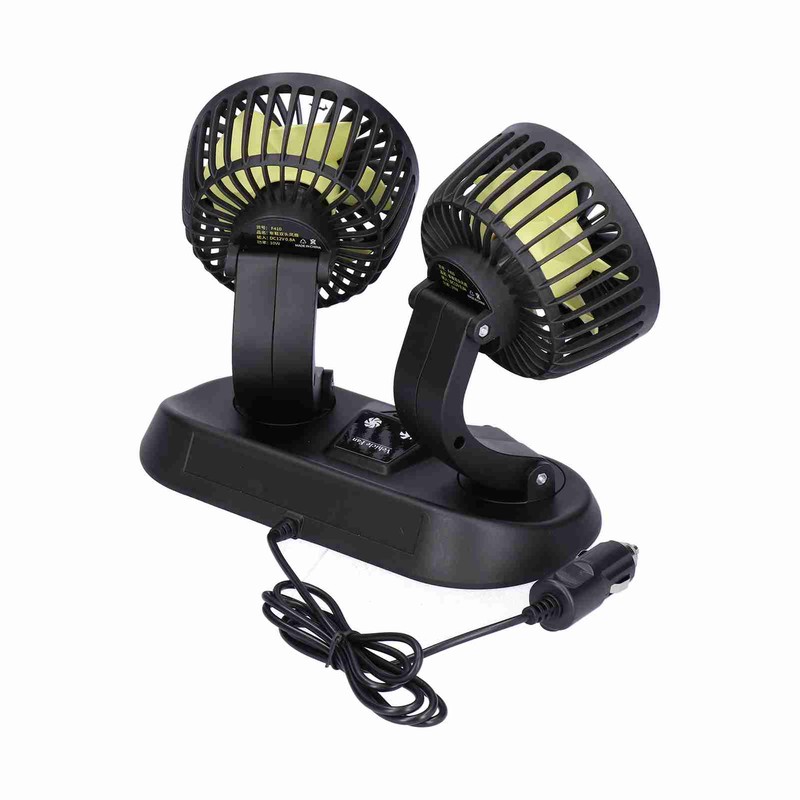 Electric Car Fan 360° Rotatable DoubleHead 5 Blades 2 Speeds