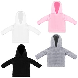 Bencailor 4 Pcs Doll Clothes Winter Doll Sweater Hoodie Accessories Cute Hoodie Clothing Set(Black, Pink, White, Gray,18 Inch)