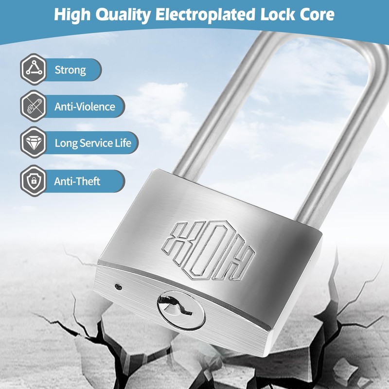 HOX Marine-Grade Rustproof Padlock, Stainless Steel Shackle & Chrome-Plated Brass