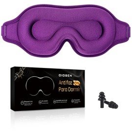 Antifaz para dormir 3D para mujeres y hombre, antifaz para dormir para una oscuridad absoluta, tejido transpirable con correa ajustable para siestas, viajes (Morado)