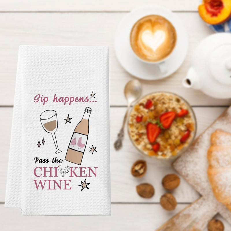 JTOUK Wine Inspired Kitchen Towel Birthday Housewarming Gift for Wine
